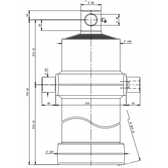 Teleskopski cilinder 6 stopenj 20 ton 3405 mm z luknjo 4063F